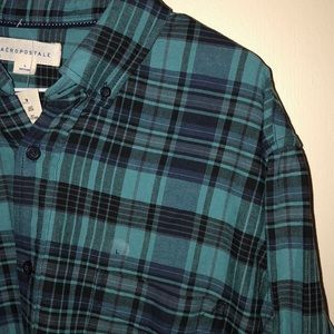 Aeropostale men’s Large teal flannel